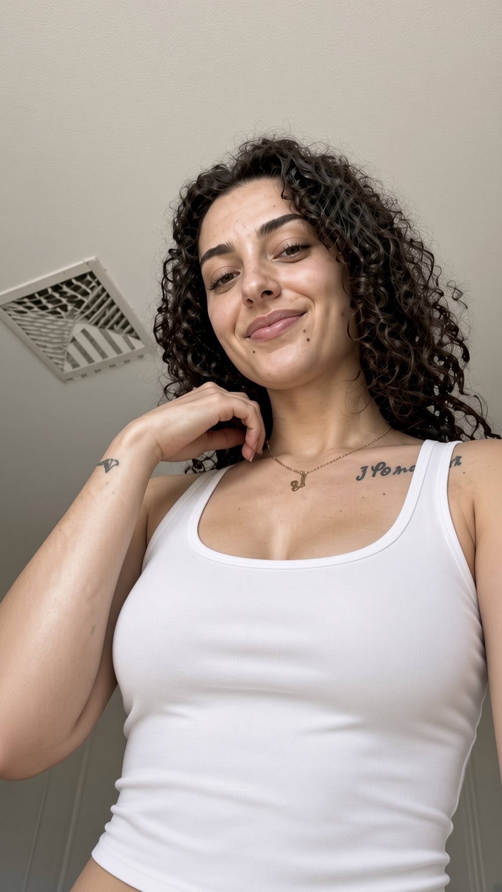 Teasing with her tummy